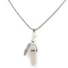 BL6837AST – Necklace 10 Natural Stone Assortment Silver Chain With Feather And Natural Stone Pendant 6