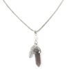BL6837AST – Necklace 10 Natural Stone Assortment Silver Chain With Feather And Natural Stone Pendant 10