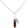 BL6837AST – Necklace 10 Natural Stone Assortment Silver Chain With Feather And Natural Stone Pendant 9