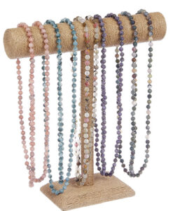 BL7163ASTD - Necklace 20 Assorted 54" Handed Knotted   Natural Stone Beads With Honed Finish With Display