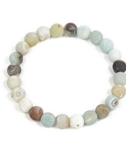 BL7165E - Bracelet Stretch "Amazonite" Color Natural Stone Beads With Honed Finish