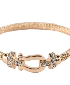 Pave Belt Buckle Textured Bangle Bracelet