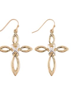 Two Tone Infinity Cross Earrings