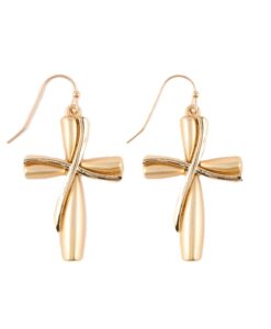 Angled Layered Cross Earrings