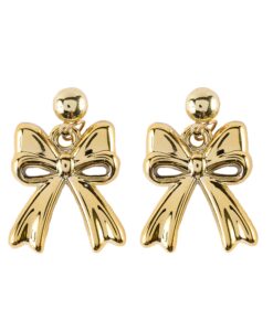 Gold And Silver Puffy Bow Earrings