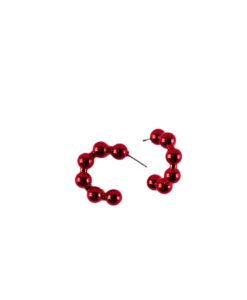Red Resin Ball Hoop Earrings
