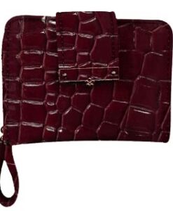 Vegan Crocodile Pattern With Zipper And Snap Closure And Wristlet Strap Wallet, 4 Assorted
