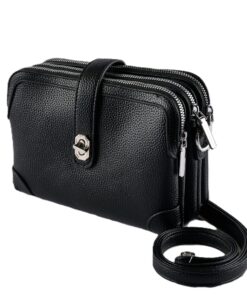Crossbody 3 Zippered Compartments With Turn Lock Clasp Bag