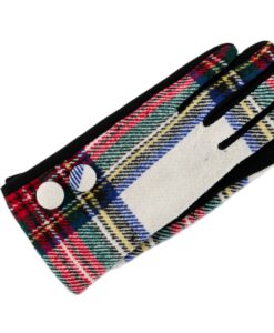 Plaid With Two Buttons Fleece Lined Gloves, 2 Assorted