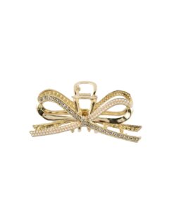 Rhinestone And Pearl Bow Hair Clip