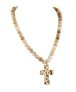 Resin Bead Cross Necklace, 4 Assorted