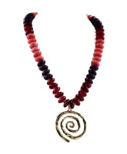 Marble Bead Spiral Pendant Necklace, 3 Assorted