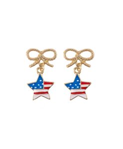 Bow And American Flag Star Earrings