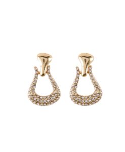 Gold Rhinestone Horse Bit Earrings