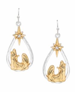 Nativity Cutout Teardrop Earrings