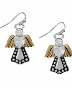 Two Tone Rhinestone Angel Earrings