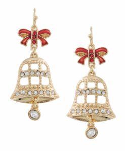 Rhinestone Gold Bell Earrings