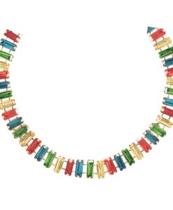Multicolor Baguette Crystal Chain Necklace, 2 Assorted