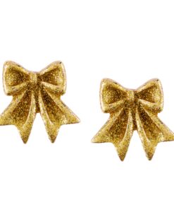 Glitter Bow Earrings, 2 Assorted