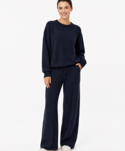 P/T Set Rhinestone Knit With Pockets Suit