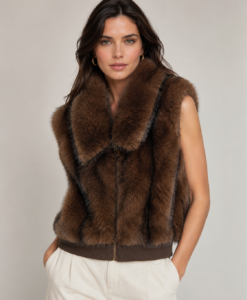 Fur Bomber Zip Up Vest, 2 Assorted