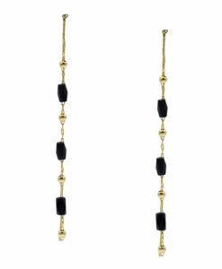 Drop Pipe Glass Bead Chain Earring, 2 Assorted
