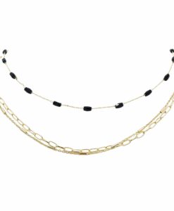 Layered Pipe Glass Bead Necklace, 2 Assorted