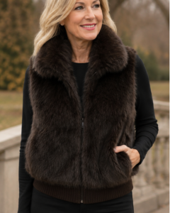 Fur Bomber Zip Up Vest