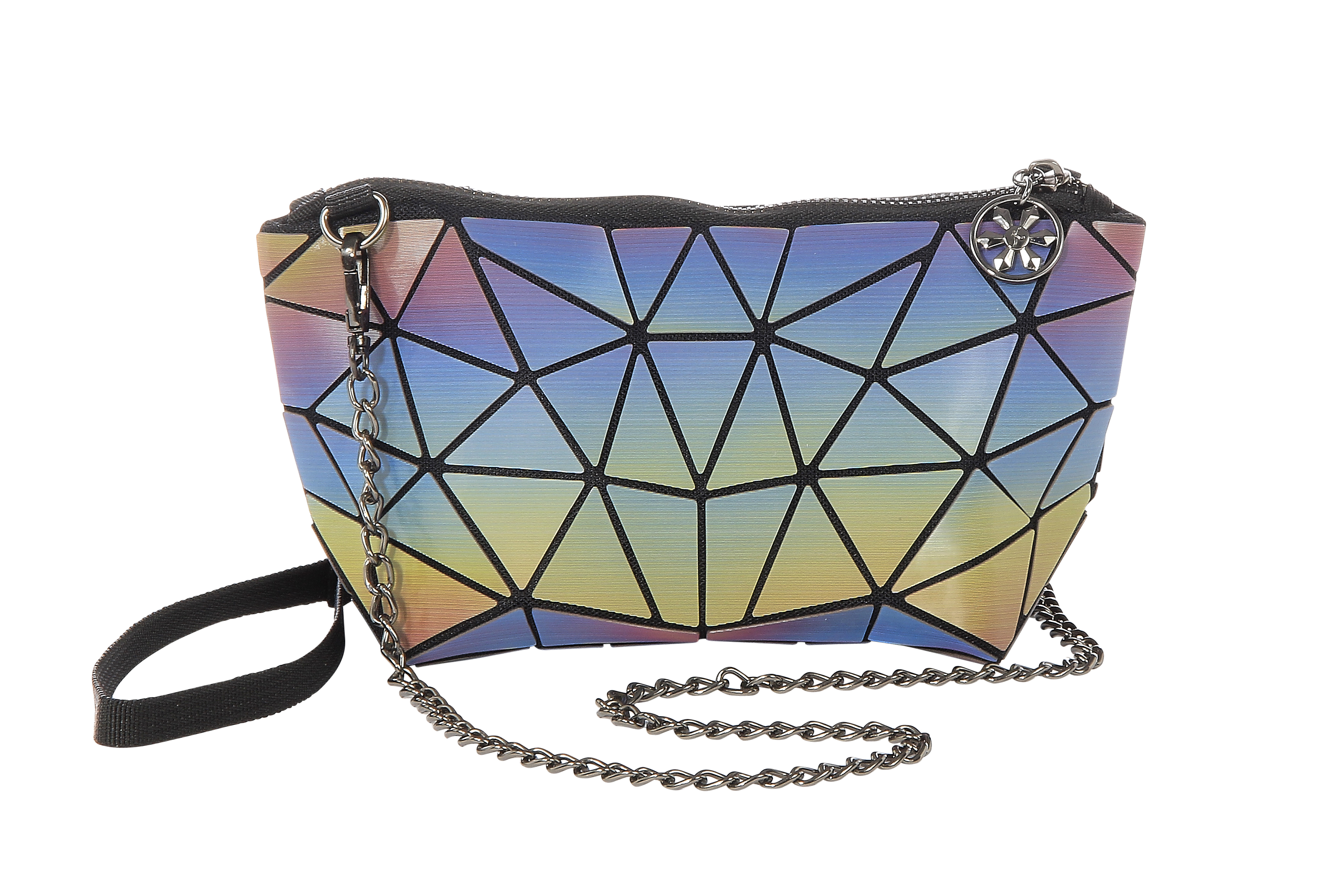 Small 3D Geometric Crossbody Bag with Chain Strap and Wristlet, 9.5″L X ...