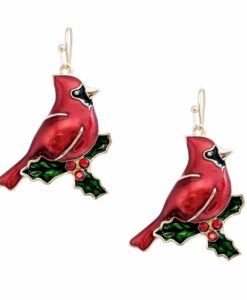 Epoxy Christmas Cardinal Earrings